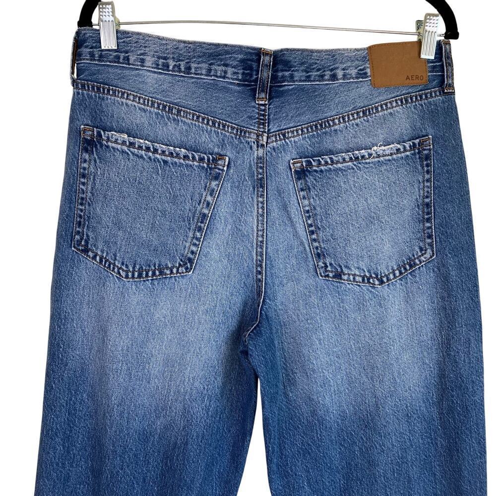 Aeropostale Sz 8 Skater Jeans Relaxed Wide Leg Distressed Ripped Knees Mid Wash - Picture 8 of 16
